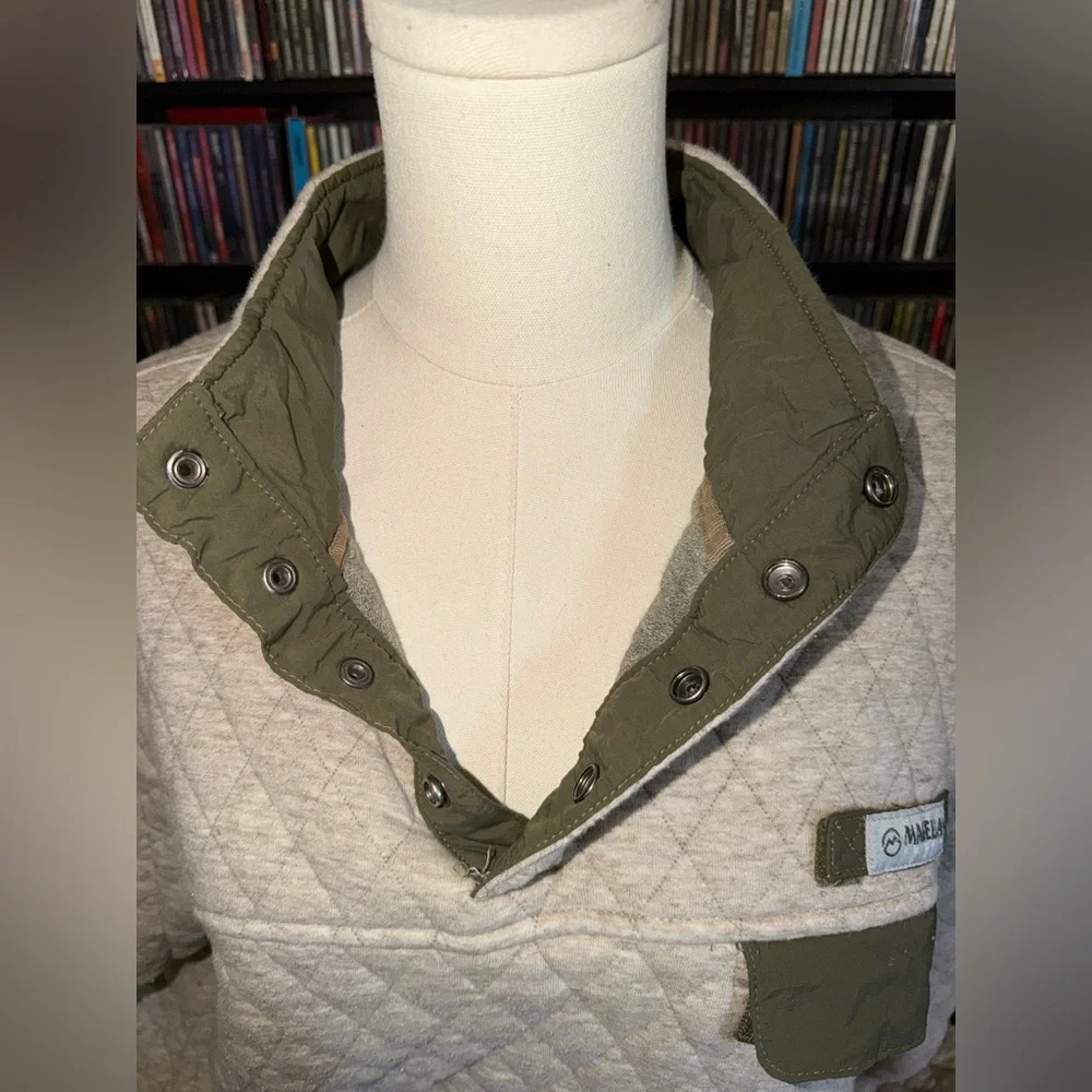 Magellan Outdoors Olive and Heather Gray Quilted Jacket Boho Festival Cozy M - Picture 3 of 5